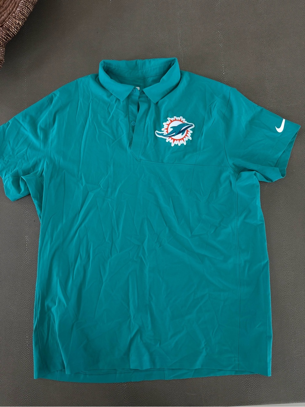 Nike Teal Miami Dolphins Polo Shirt with Team Crest Dri-fit XL